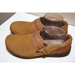 Clarks Womens Size 8.5 W Roseville Dot Leather Slip-On Loafer Shoes Tan Brown